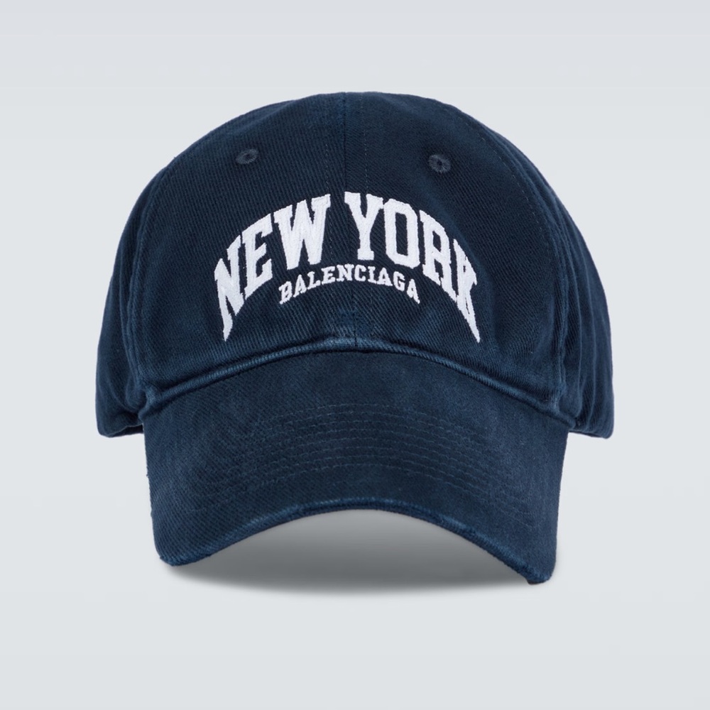 NWT Authentic Balenciaga “NEW YORK” Dad Hat - navy/white